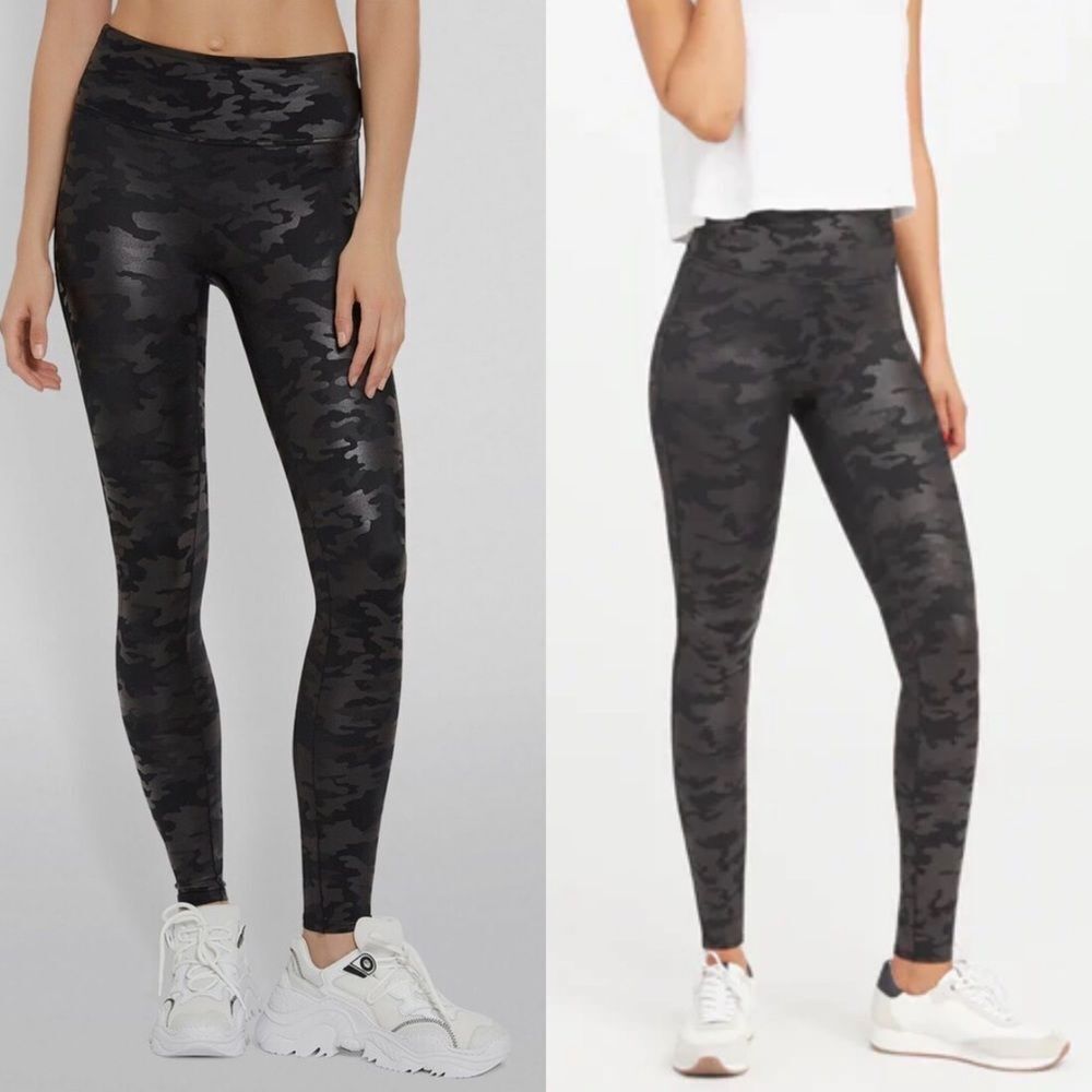 SPANX CAMO faux leather‎ leggings women’s size M